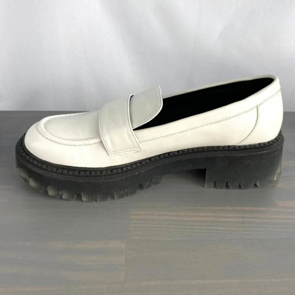 Gabrielle Union 90s Y2K Chunky Loafer Platform Lug Sole Women Sz 9 White Slip On